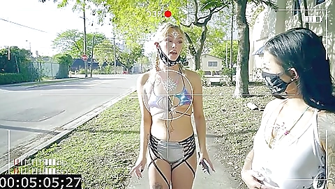 Sexy young blonde gets fucked by a dildo bisexu